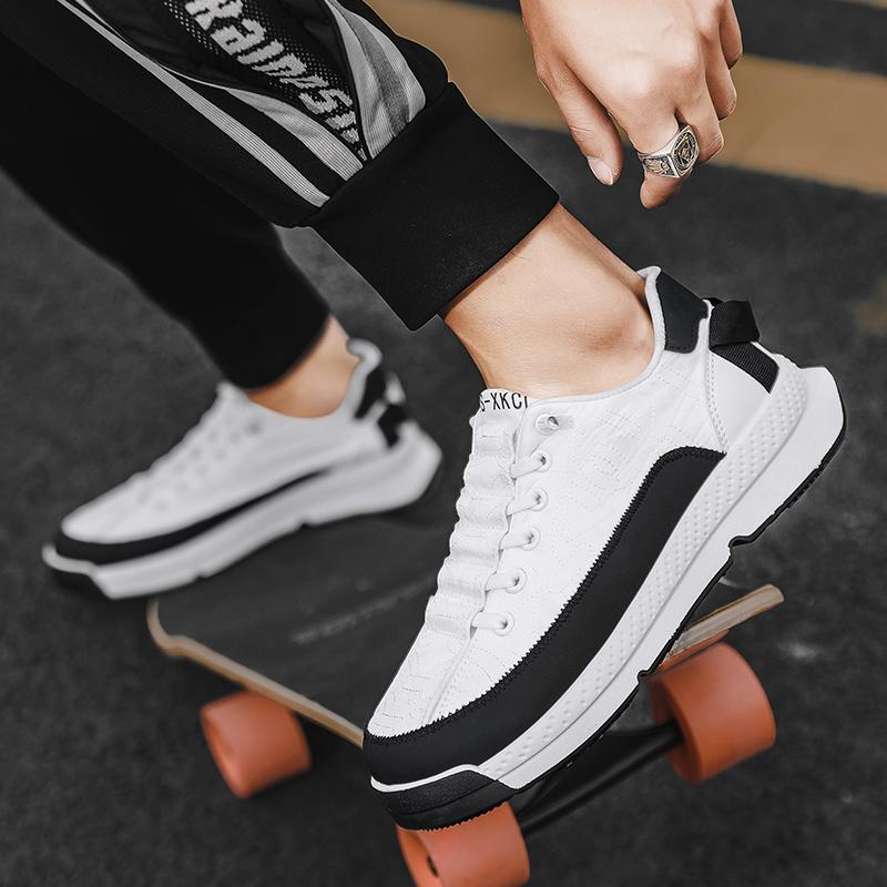 Chunky Sneakers Herren Laufschuhe mit weicher Sohle, modisch, lässig, Leder, Stoff, atmungsaktiv, erhöhte Höhe, flache Plattform, Boardschuhe