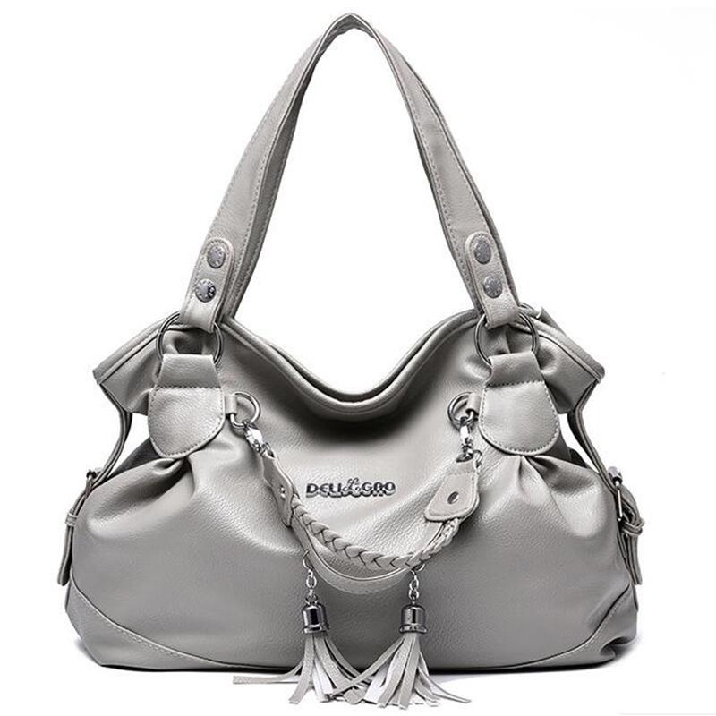 Yogodlns Women PU Leather Tassel Handbags Shoulder Bag Big Tote Purse New Fashion Messenger Bags