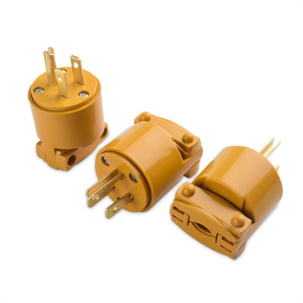 

3 шт., сменная вилка с 3 контактами из АБС-пластика, желтая 2-полюсная 3-проводная вилка NEMA 5-15P, электрик