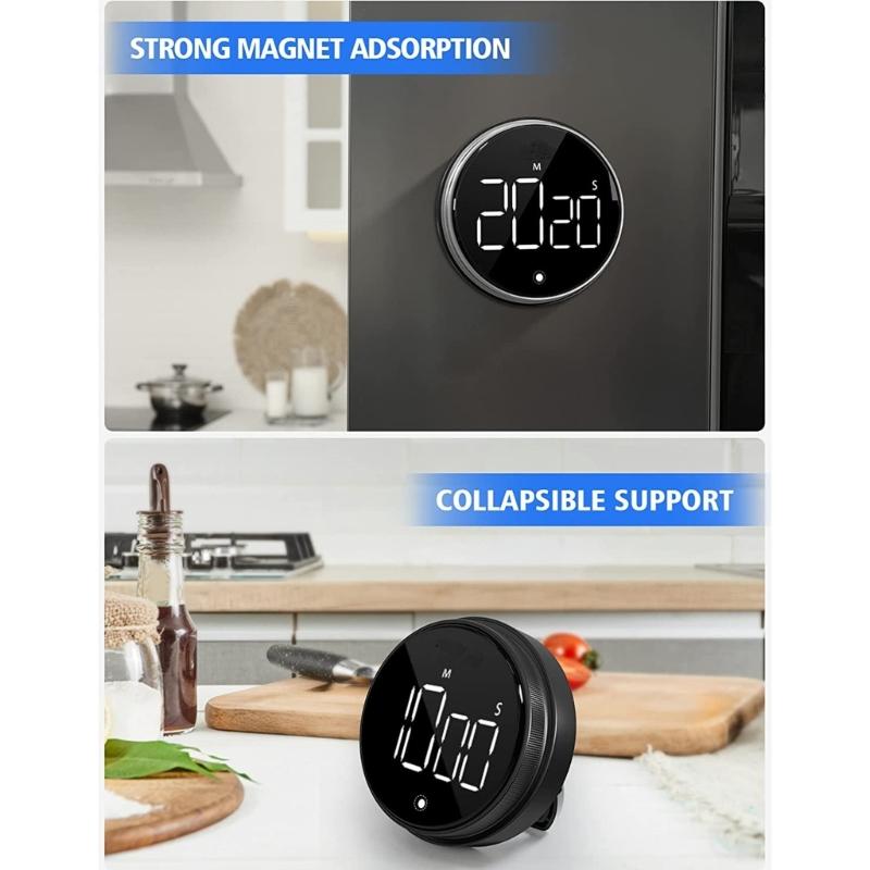 Visuell roterande timer med LED-digital display Digital kökstimer Nedräkning Uppräkningstimer Justerbar volym