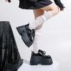 10CM Women Leather Platform Sneakers Spring Ladies Wedge Heels Chunky Shoes Pumps Woman Lace-Up Thick Sole Casual Walking Shoes
