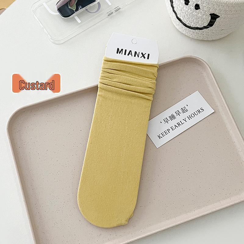 Nahtlose Damen-Socken bis zur Wade aus gekämmter Baumwolle - Weiß, Herbst/Winter, Japanischer Akademiker-Stil, Vielseitig und einfarbig