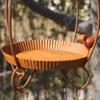 Hanging Bird Feeder Tray with Wind Chime Cage Accessories,Food Dispenser Iron Birdbath for