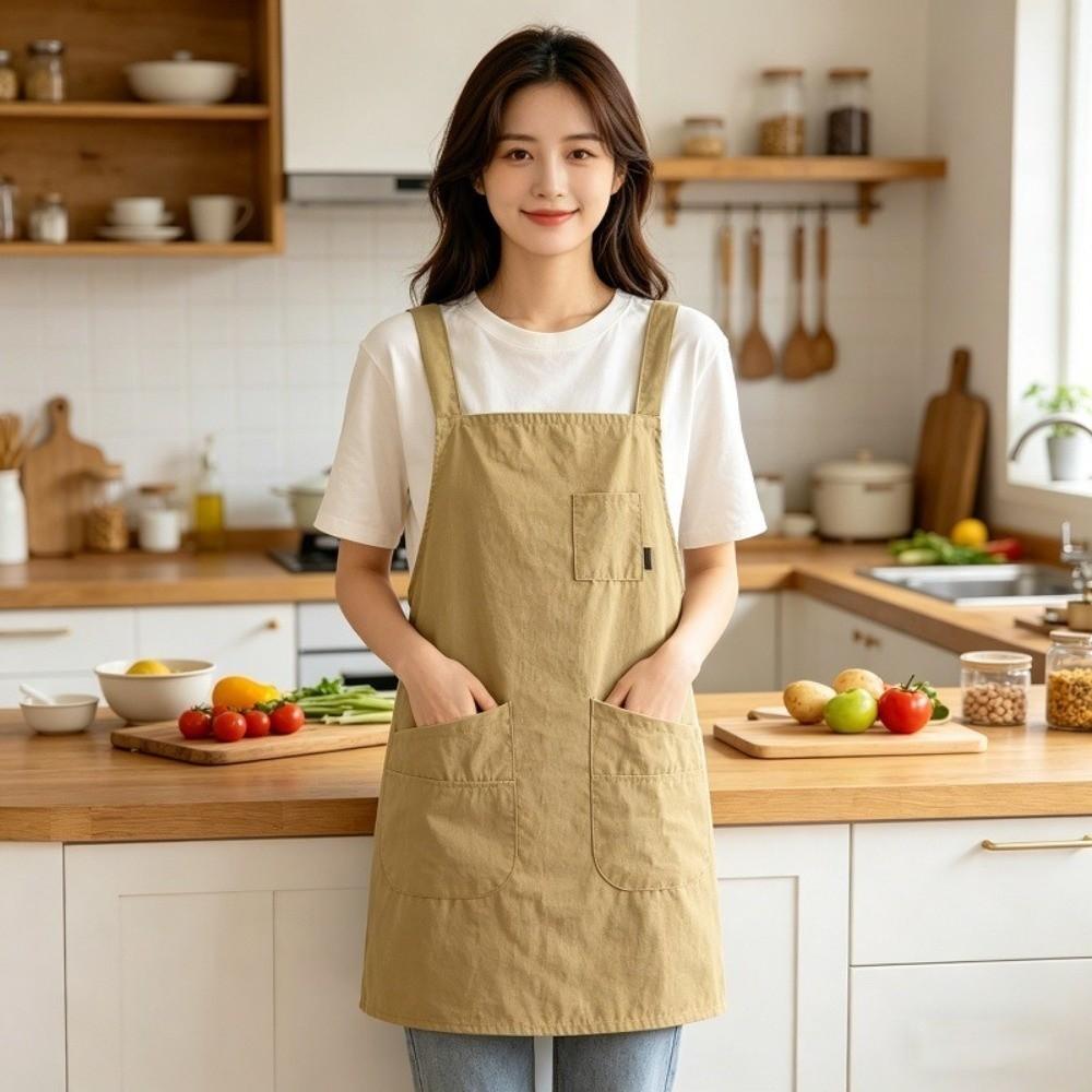 With Pocket Sleeveless Apron Oil-Proof Catering Apron Work Clothes Vest-Style Apron BBQ