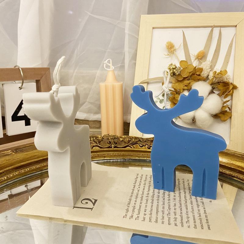 Moule en silicone pour bougie parfumée Sapin de Noël 3D Élan Bonhomme en pain d'épices Moule DIY pour bougie de Noël Moule en silicone pour plâtre