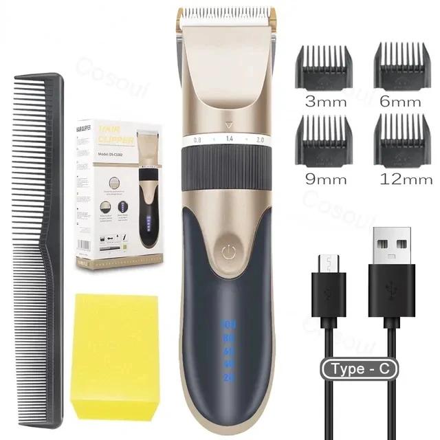 

Men Electric Hair Clipper Ceramic Blade 5 Speed Adjustable USB Rechargeable Cordless Trimmer Professional Hair Cut Barber Tool золотистий
