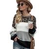Maglione a blocchi di colore largo con scollo rotondo taglie forti da donna, collezione Primavera 2025, europeo e americano