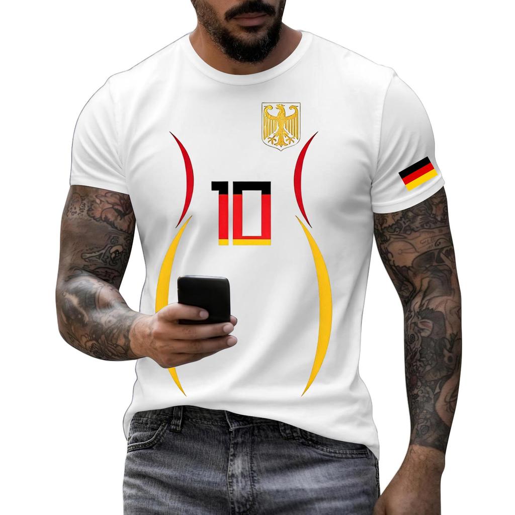 Men's Short Sleeve Crew Neck T-Shirt with National Emblem Number Print Slim Fit Casual Tee for Outdoor and Daily Wear