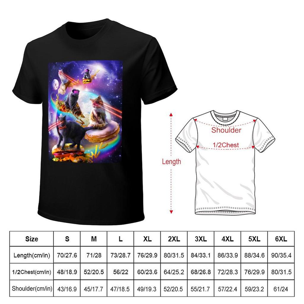 Galaxy Laser Space Cat On Burger Pizza Donut Ice Cream TShirt funny costumes tees plus sizes Tshirts for men cotton