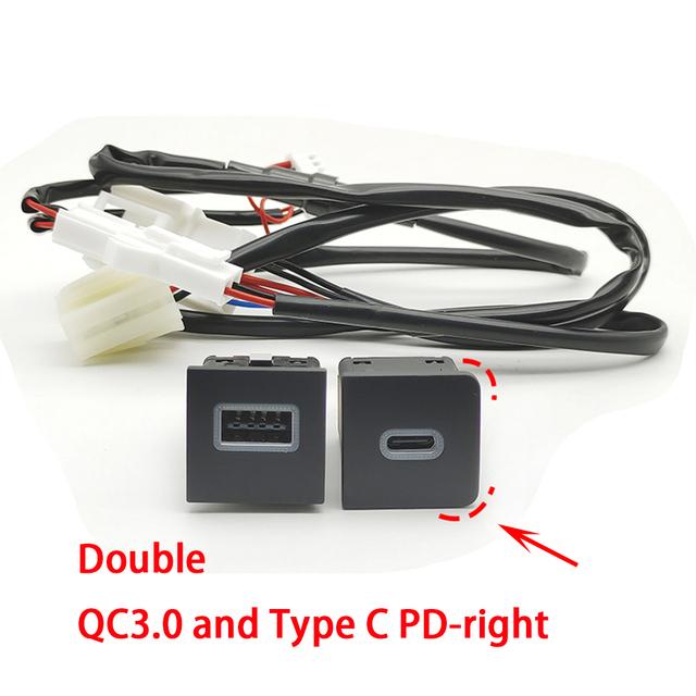 Pro VW Golf 6 Jetta 5 MK5 Scirocco 2006 - 2012 Nabíječka do auta USB PD Rychlé nabíjení QC3.0 Auto Adaptér pro nabíjení telefonu Tlačítko