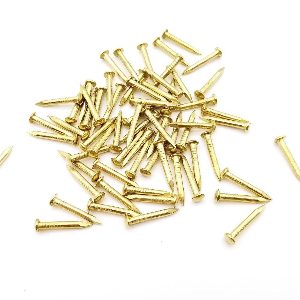 100 pcs Pure Brass Brass Nails Rust-proof Brass Nail Track Mini Round Head Pins Fine Repair