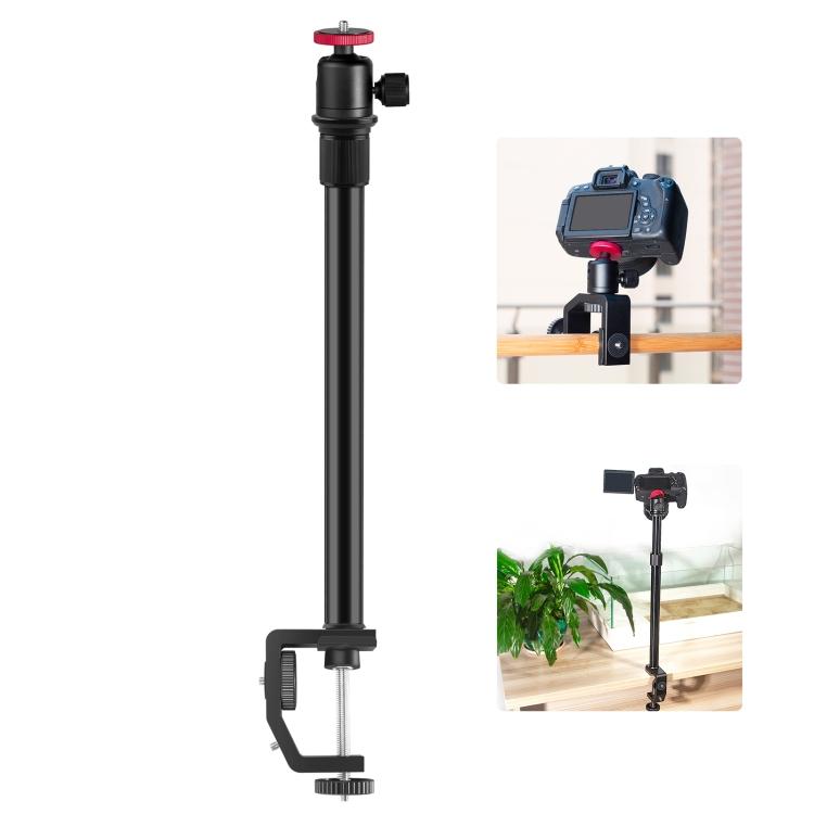 

PULUZ C Clamp Mount Light Stand Extension Central Shaft Rod Monopod Holder Kits with Ball-Head, Rod Length: 33-60cm(Black) чёрный