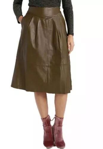 Genuine Soft Wear Lambskin Brown Stylish Fashionable New Casual Women's Leather Skirt