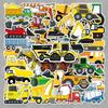 50pcs Construction Vehicle Stickers - Cartoon Transportation Decor for Suitcases & Water Bottles