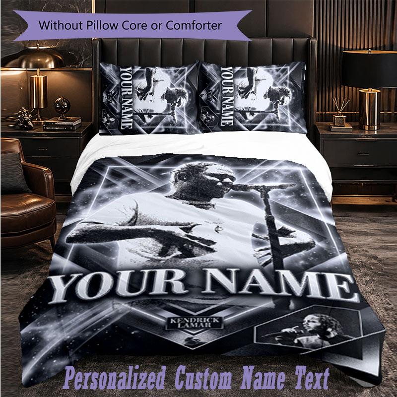 Personalized 3Pcs Bedding SetKendrick Lamar Custom Text Duvet Cover Pillowcase Set Bedroom Gift