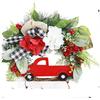 Easy Installation Farmhouse Decor Red Truck Wreath Festive Holiday Theme