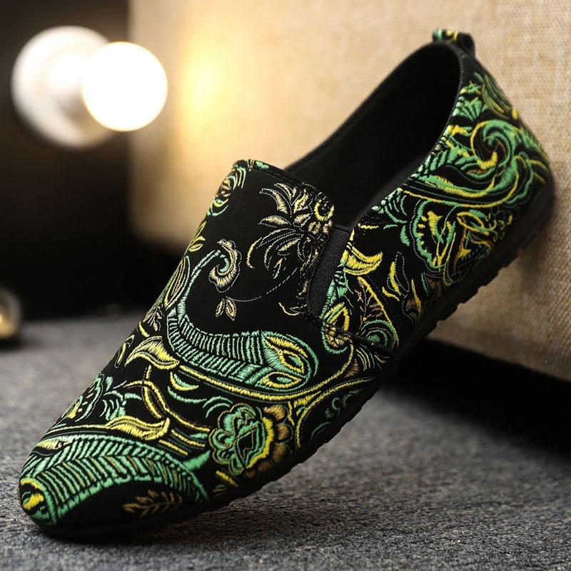 Large Size Men's Shoes One Pedal Doudou Shoes Spring and Autumn New Men's Casual Shoes Guochao Embroidery Versatile Youth Tide Shoes