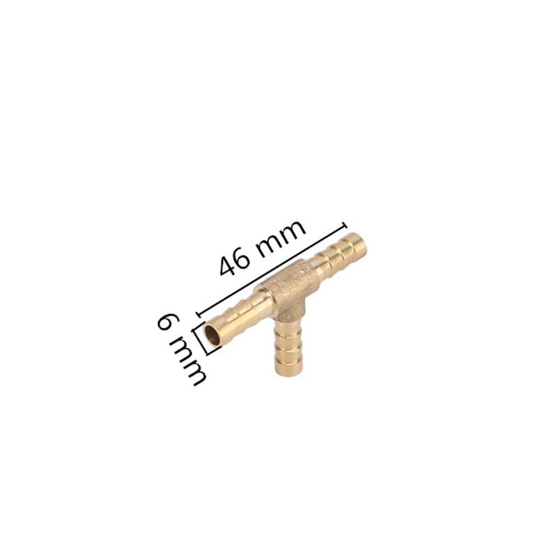 T-Form Messing Dorn Schlauchfitting T-Stück 6mm 8mm 10mm 12mm 14mm 16mm 19mm Schlauchrohr Dorn Kupfer Dorn Kupplung Verbinder Adapter