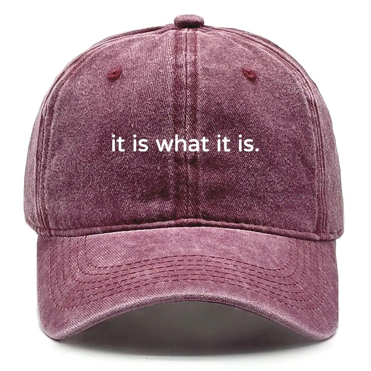 

Baseball Cap with it Is What It Is. Print Adjustable Snapback Baseball Cap Slouchy Trendy Hip Hop Leisure Sun Hat Adjustable