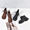 Martin boots flat leather soft-soled small short boots autumn and winter single boots British style round head and ankle boots velvet women