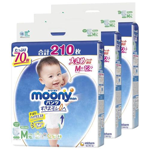 

[Pants M size while standing~] Moonyman Air Fit Diapers (6~11kg) 210 pieces (70 pieces x 3) Case item