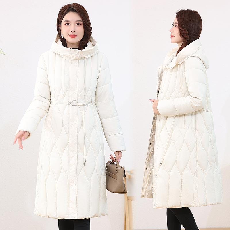 Giacca da Donna Autunno Inverno Colore Solido con Cappuccio Slim Spessa Larga Antivento Lunghezza Media Giacca da Donna