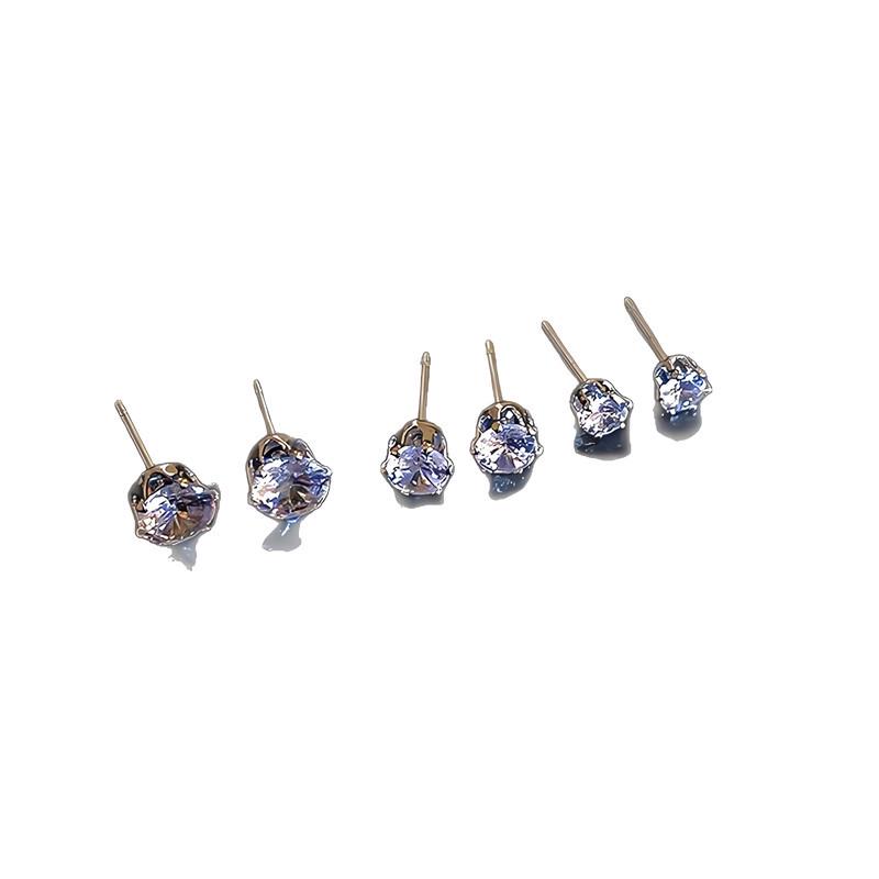 Six-Prong Crystal Zirconia Stud Earrings - Versatile Sparkling Ear Cartilage Jewelry for Men & Women