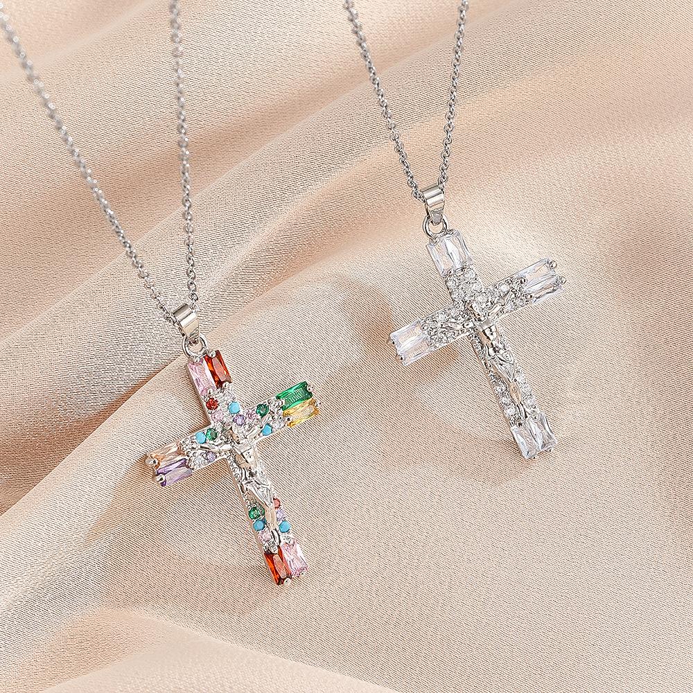 

New personalized and fashionable cross silver collarbone chain pendant for women білий