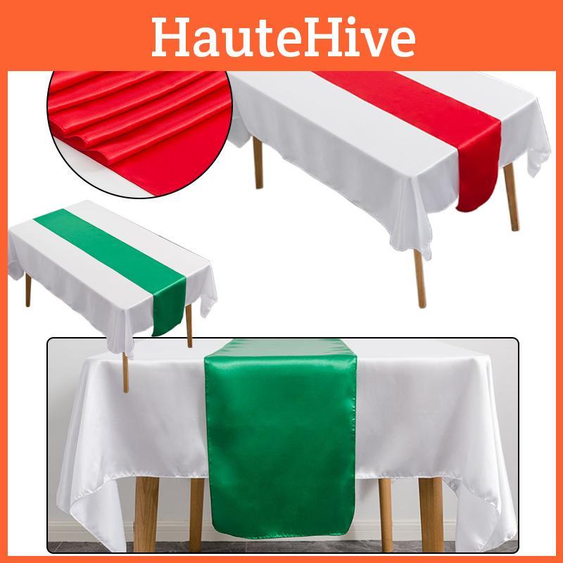 Exquisite Red Satin Table Runner For Stylish Wedding And Engagement Celebrations