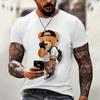 Men's T-shirt 2024 Summer New Round Neck Short Sleeved Bear 3D Printed Plus Size Top