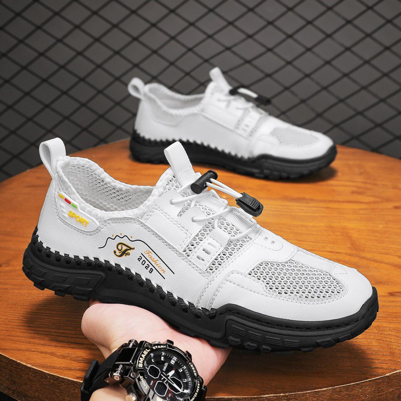 Men s Large Breathable Mesh Outdoor Hiking Sandals - White 38