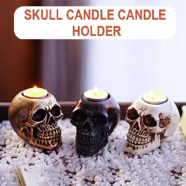 Crying Skull Candle Holder, 3D Resin Craft for Spooky Celebrations, 1.6 Inch Candle Compatibility