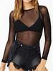 Hot Ny Vår Sommer Dame Langermet Sexy Svart Mesh Topp T-skjorter Gjennomsiktig Punk Club Streetwear T-skjorter Strandoverdeler