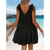 IHUASU Women's Fashion Summer Spring Solid Color Print Sleeveless U-Neck  Casual Dresses