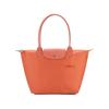 Le Pliage Green 28 Button Zipper Closure Long Handle Leather Trim Dumpling Tote Handbag Small Women Handbags Carrot 2605919P69