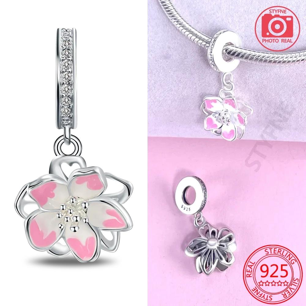 beaded copper Pink Flower Collection Dragonfly Bluebell Flower Twopiece Set Charm Bead Charms for Women Diy Bracelets Jewellery Gift