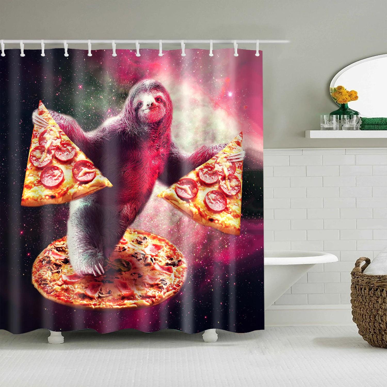 

European Animals Cats Lion Tiger Shell Fabric Shower Curtain Bathroom Curtain Waterproof Polyester Bath Curtain With Hooks W60H190(CM)-1 Pcs