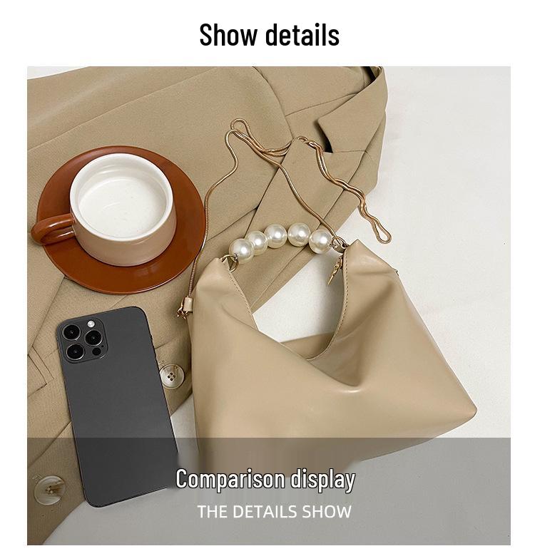 Elegant Women's Pearl Handbag 2025: Chic Chain Shoulder Crossbody with Simple Texture