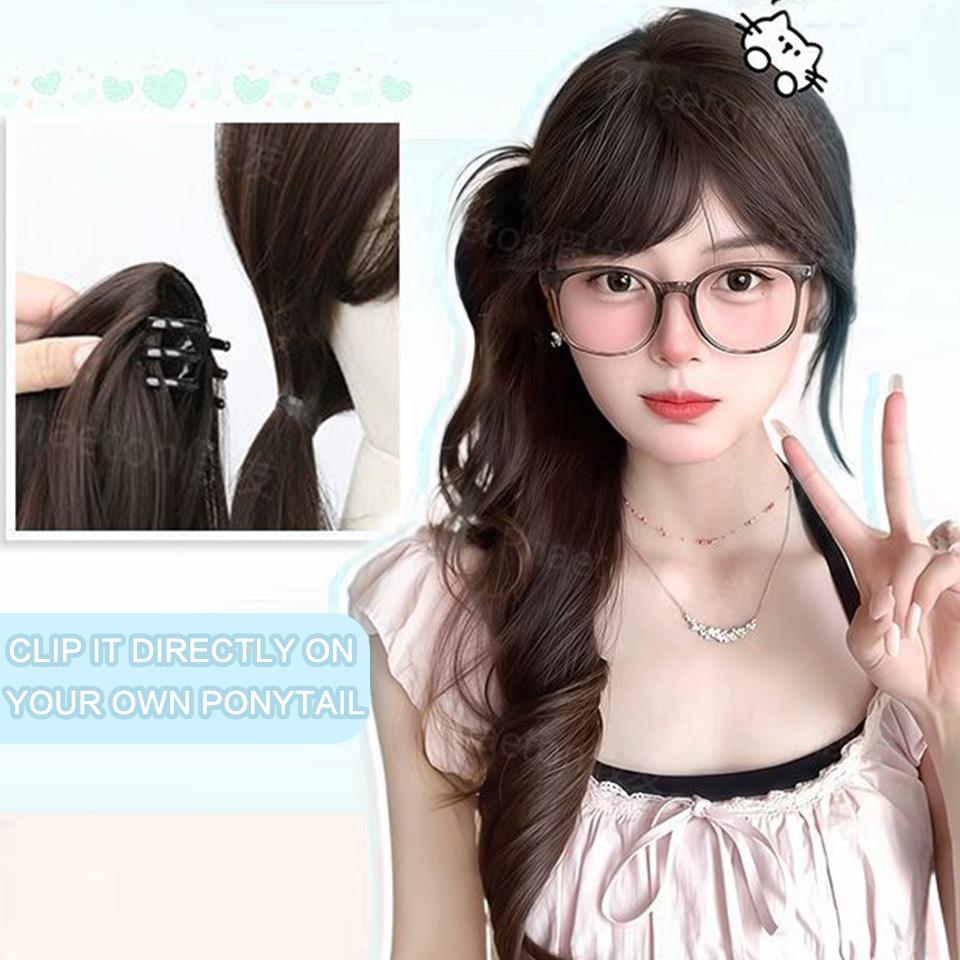 Curly Side Ponytail Synthetic Wig for Women Small Clip-in Curly Ponytail Wig Suitable for Beginners To Wear Everyday