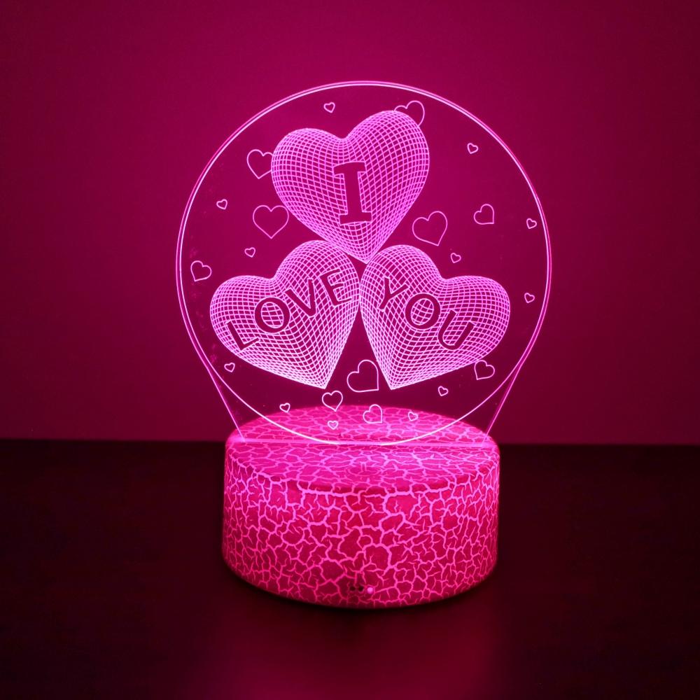 3D Lamp LED Night Light Illusion I Love You Gadget Heart Bedroom Desk Lamps Home Decor Romantic Night Love Valentine's Day Gifts