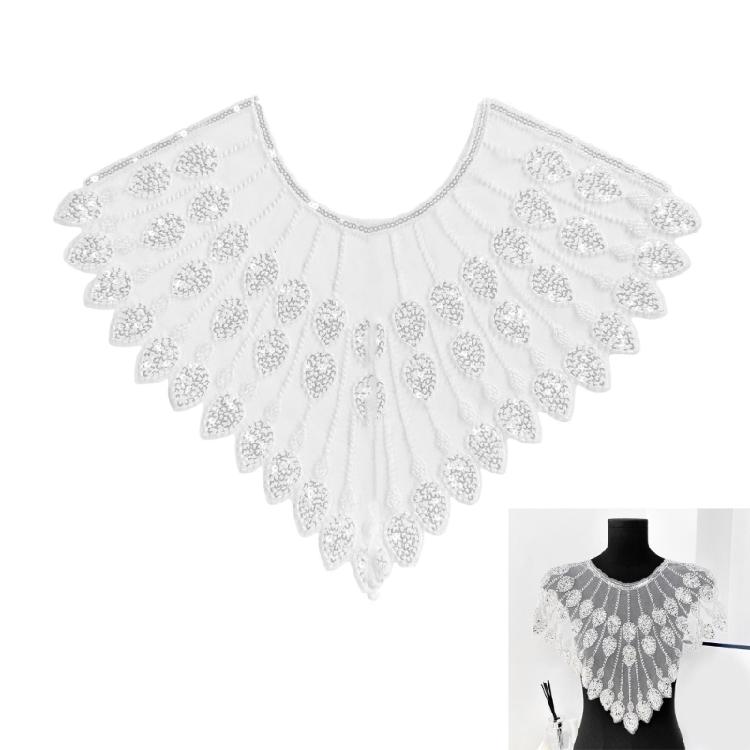 Embroidery Applique Sequins Beads Sew On Collar Patches Wedding Dress Applique For Wedding Dress Evening Gown Decoration