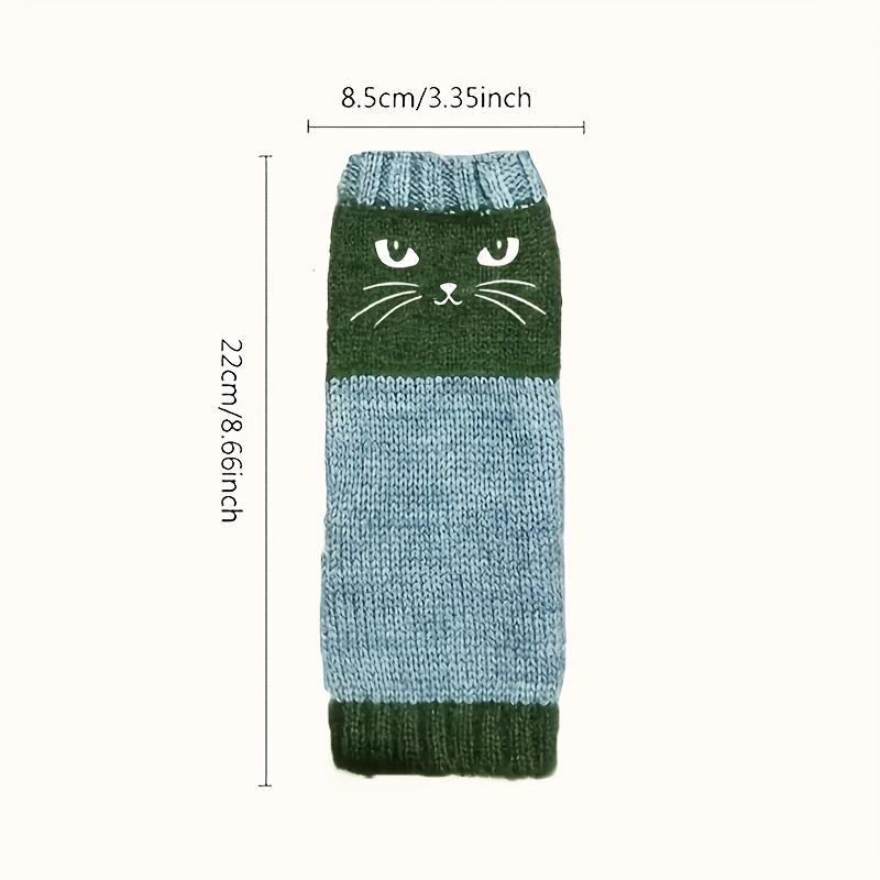 1 Paar Herbst-Winter Neue Katzenstickerei Farbkontrast Retro Warme Mode Offenfingerhandschuhe Verdickte Damen-Freizeithandschuhe