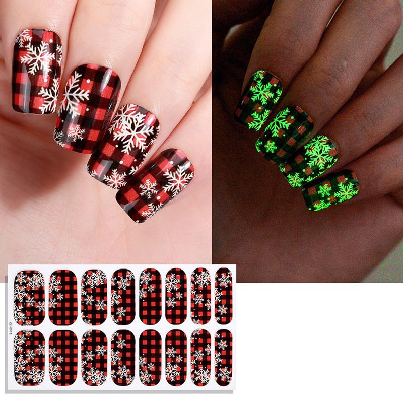 

Luminous Full Cover Nail Stickers Christmas Series Snowflake Nail Decal Women Self Adhesive Manicure Designer Nail Art Sticker
