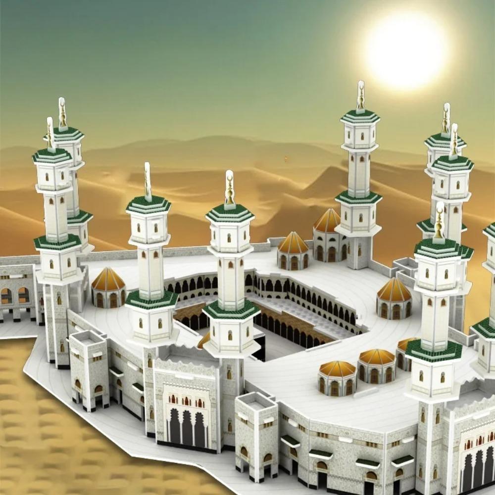 Puzzle 3D della Grande Moschea della Mecca, Giocattolo Puzzle Fai da te di Modello Architettonico dell'Arabia Saudita, Giocattoli per Bambini,