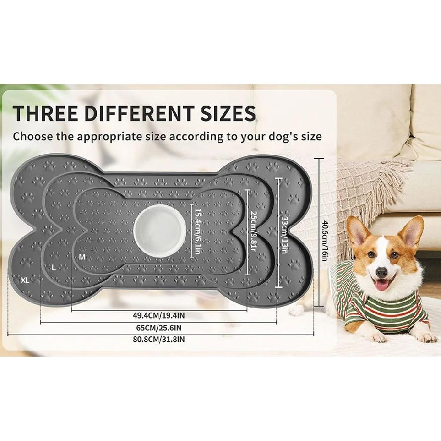Dog Food Mat Anti-Slip Silicone Thicker Pet Placemat Waterproof Feeder Pad with Raised Edge Puppy Feeding Mats