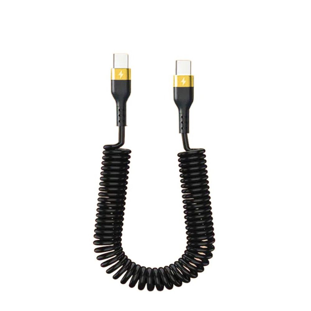 

Пружинный кабель для передачи данных Type C - Type C PD120W Зарядный провод Новый кабель для зарядки мобильного телефона 1.8m золотой