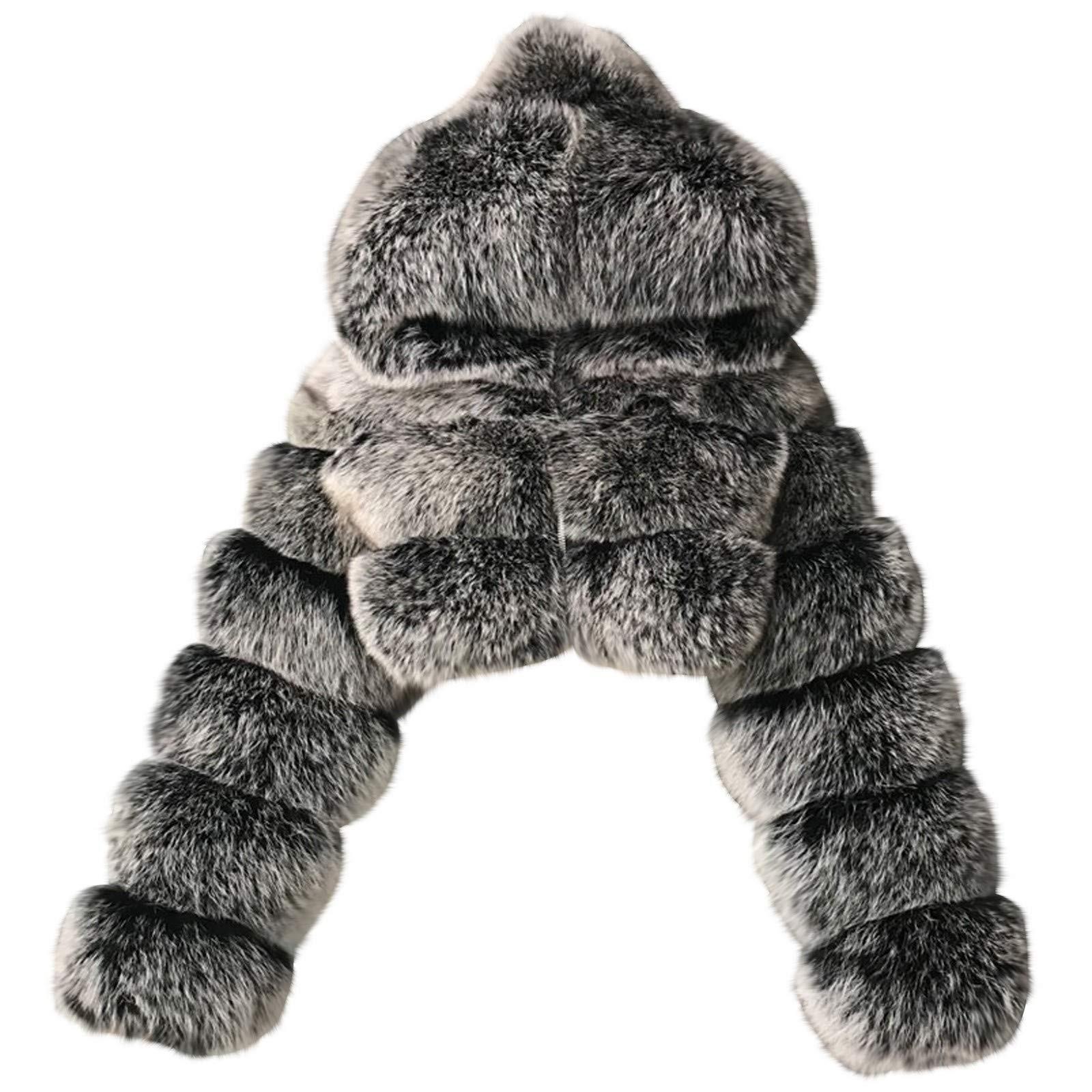 

Модна жіноча куртка Однотонне плюшеве пальто з довгим рукавом і капюшоном S срібний