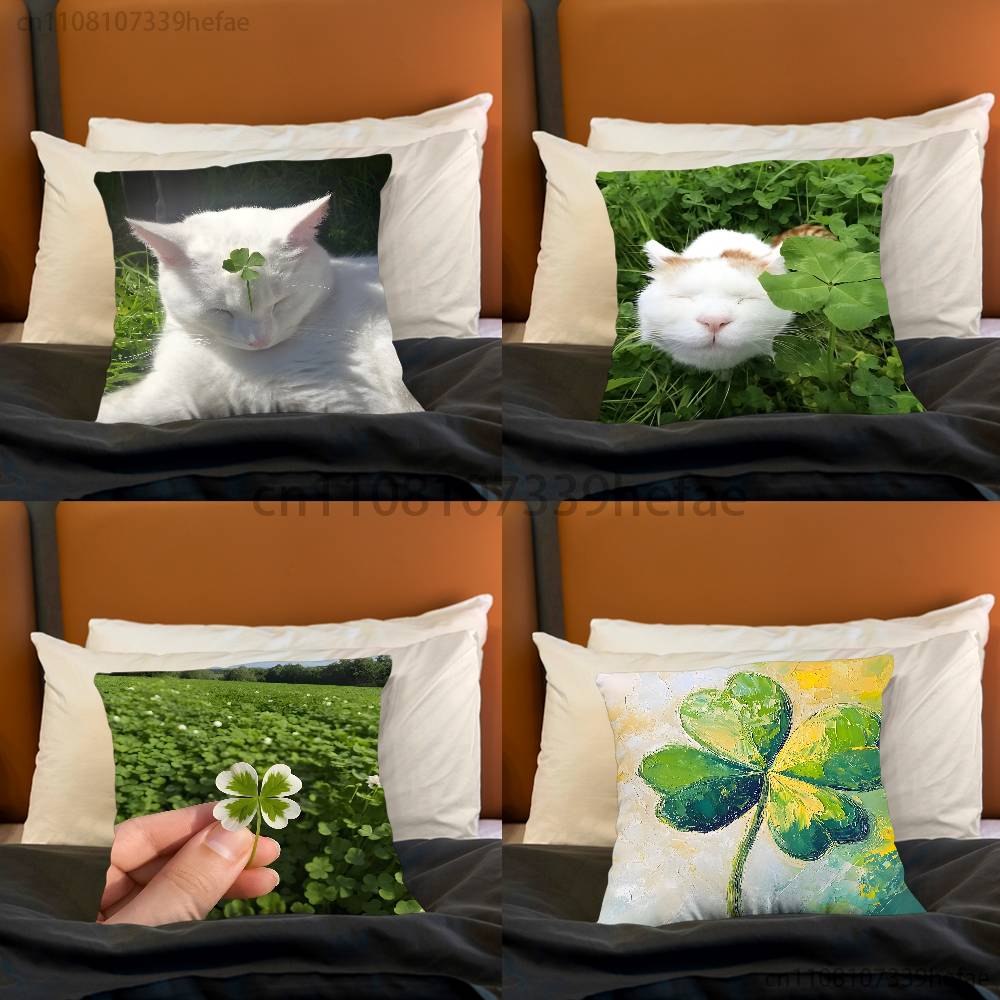Lucky Four Leaf Clover Throw Pillow Case For Decoration 30cm 50cm 55cm Square Home Pillowcase Case