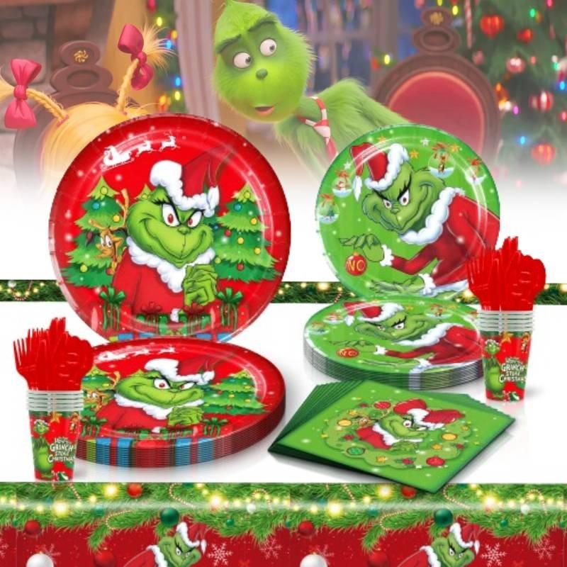 The Christmas Themed Party Decorations Supplies Set Plates Napkins Cups