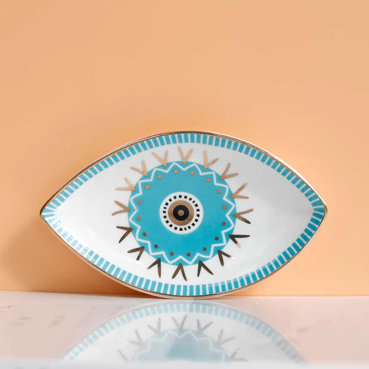 

Ceramic Jewelry Dish Storage Trays Trinket Dish Ring Dish Evil Eye Plate Jewelry Organizer Containers Home Desktop Deco